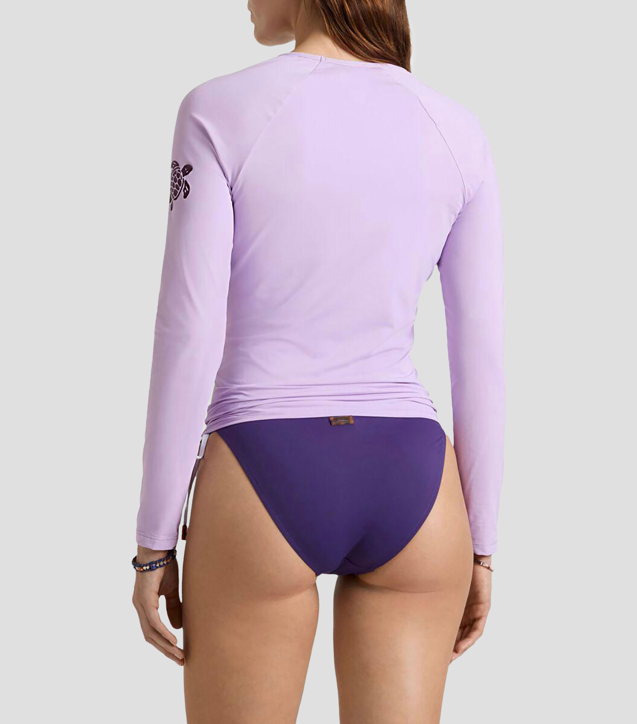 Playera traje de baño cuello redondo manga larga lisa Mujer